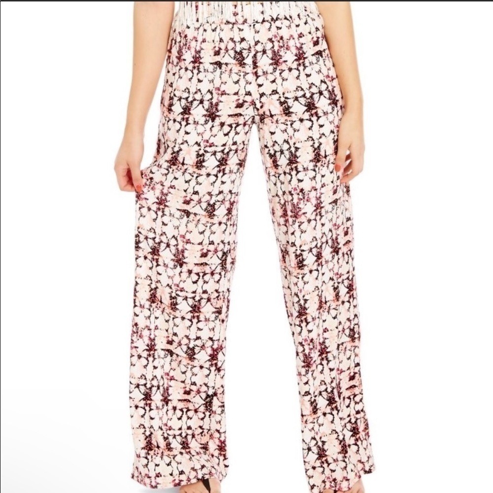 Bethany Mota Wide Leg Butterfly Pants Elastic Waist Pull On Flowy Boho Bottoms